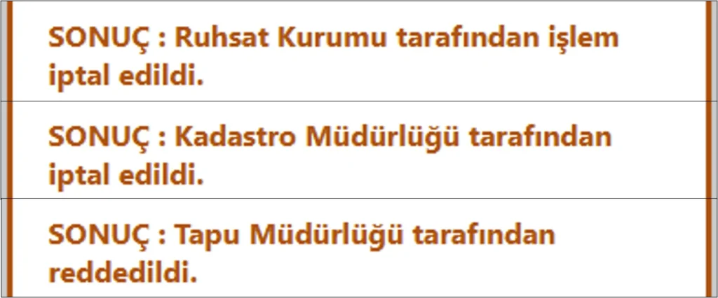 Türkiye Geneli 3 Boyutlu Sayısal Yapı Modeli Üretimi, 3B Sayısal Yapı Modeli, 3BSYM, TKGM CityGML, Validasyon Kodu İptal ve Ret Nedenleri